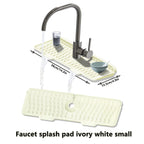 Silicone Sink Drying Mat & Faucet Splash Pad with Sponge Holder – Wave Pattern, 5° Drainage Slope, Heat-Resistant, 3 Sizes & 3 Colors for Kitchen & Bathroom Counter