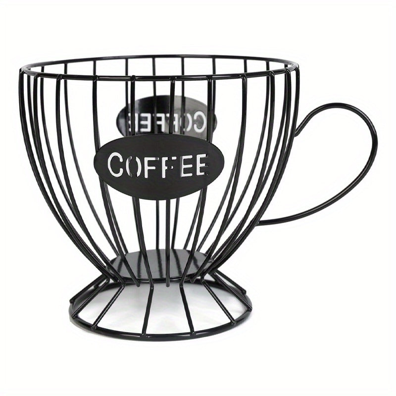 Coffee Pod Holder K-Cup Organizer Basket - Extra Large Capacity Capsule Storage for Coffee Bar, Kitchen Counter, Office Breakroom & Cafe Display, Gold & Black Options