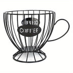 Coffee Pod Holder K-Cup Organizer Basket - Extra Large Capacity Capsule Storage for Coffee Bar, Kitchen Counter, Office Breakroom & Cafe Display, Gold & Black Options