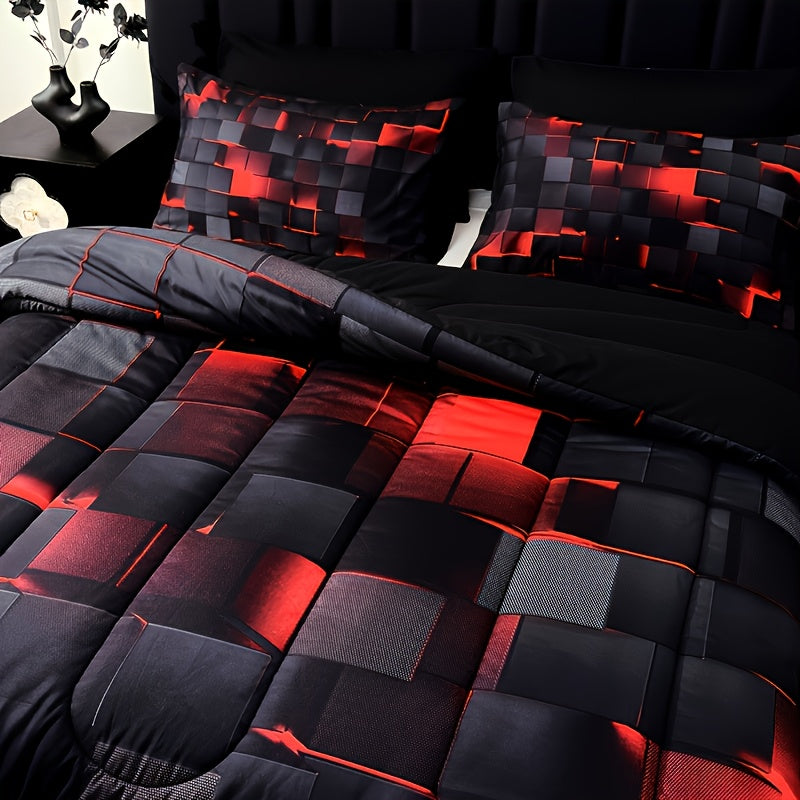 180GSM Digital Print Comforter Set 3-Piece Queen King Twin Full – Thick Quilt with 2 Pillowcases, All-Season Soft Breathable Bedding Set for Bedroom & Dormitory