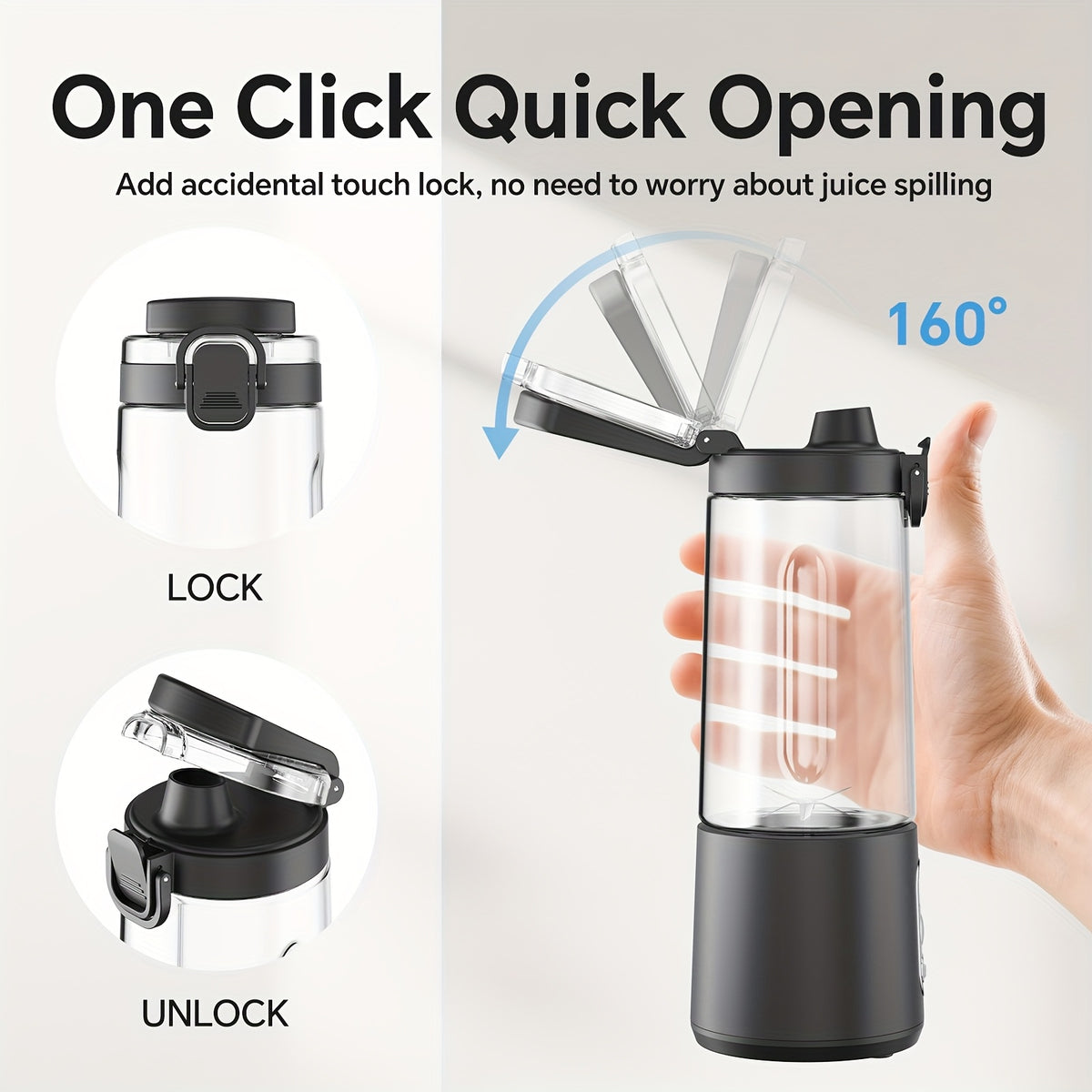 Portable Blender USB-C Rechargeable 6-Blade Stainless Steel – Ice Crush Smoothie Maker with Digital Timer, Battery Display & No-Spill Lid for Gym, Travel & Protein Shakes, Pink or White