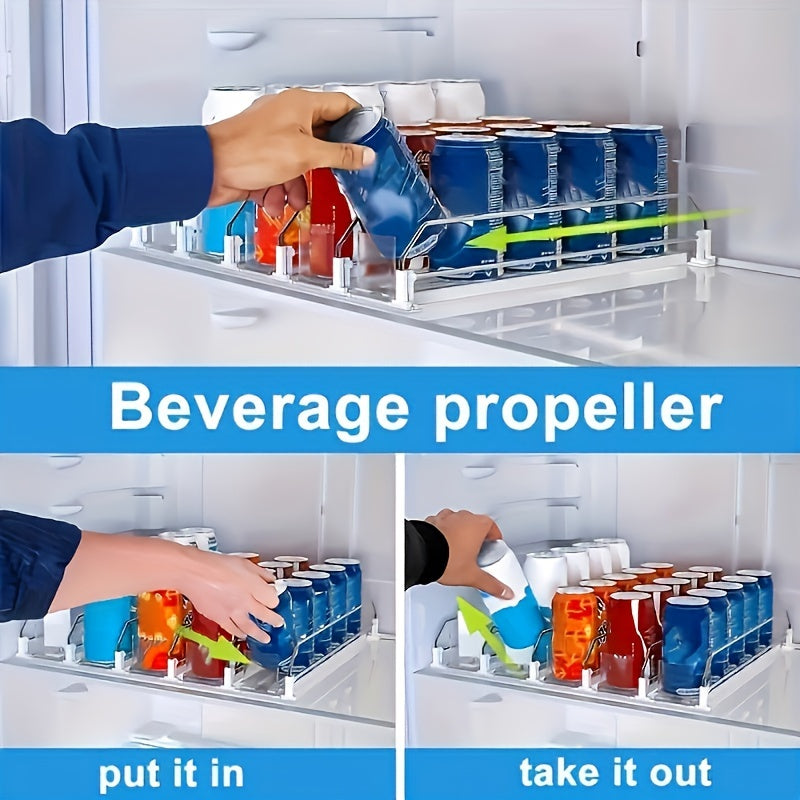 Adjustable Fridge Organizer for Soda Cans Water Bottles Space-Saving Refrigerator Beverage Rack for Pantry Kitchen Cabinet - Stackable Can Organizer Storage, 3-5 Columns
