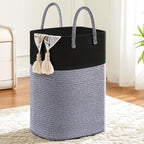Woven Cotton Rope Laundry Basket Jumbo Size 10.57–26.42 Gal, Multifunctional Storage Bin for Dirty Clothes Blankets Toys – Bathroom Living Room Bedroom Hamper, Bohemian Home Decor Laundry Organizer