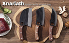 Viking-Inspired Hand-Forged Butcher Knife Set with Carrying Case - High Carbon Steel Cleaver Boning and Vegetable Knife Set for BBQ Camping and Meat Preparation