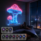 USB Mushroom LED Night Light Neon Projection Lamp for Bedroom Car Ceiling Decor – 10-in-1 Atmosphere Light Perfect Gift
