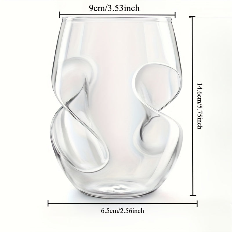 Red Wine Glasses Set of 4 – Borosilicate Glass with Unique Swirling Design, Dishwasher Safe, Large Stem Wine Glass for Home, Parties & Gifting