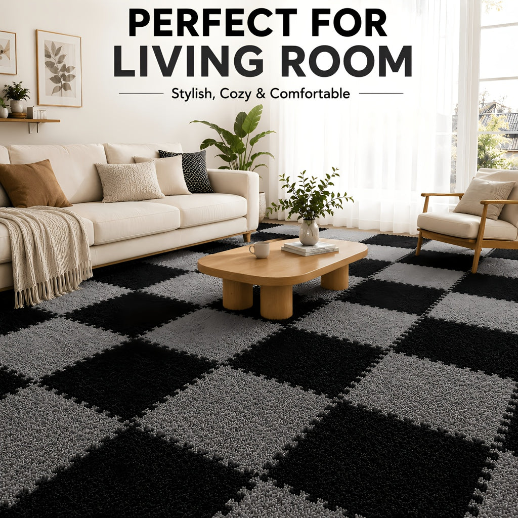 19-Piece Interlocking EVA Foam Floor Tiles – Soft, Washable, Non-Slip Puzzle Floor Mat for Bedroom, Living Room, Playroom & Pet Area (8 Colors)