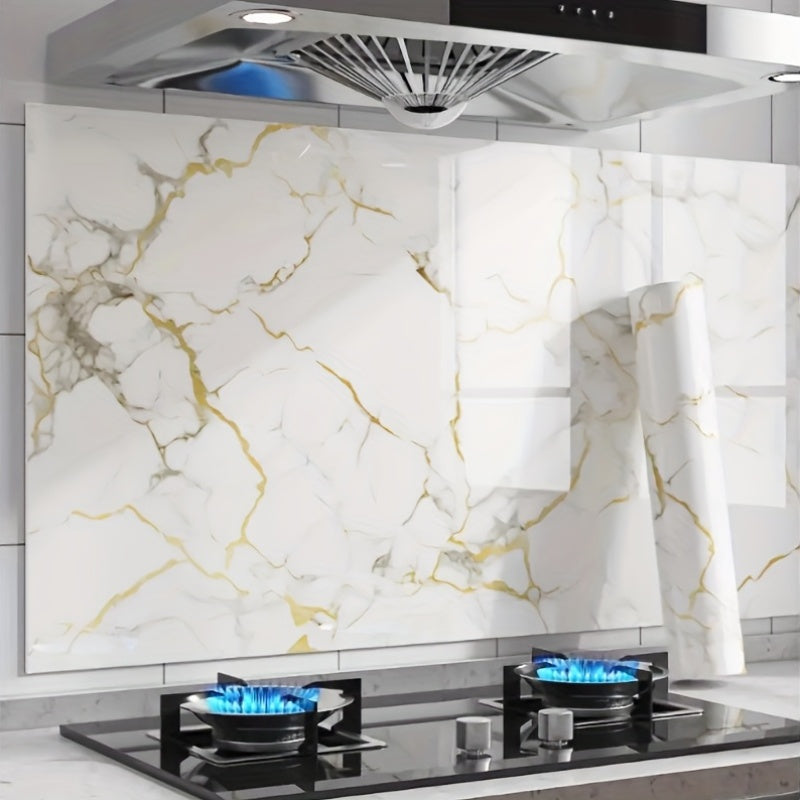 3D Marble Peel and Stick Wall Tile Stickers – Self-Adhesive Removable Glossy Glitter Backsplash Decals for Kitchen, Bathroom, Living Room & Bedroom Wall Makeover