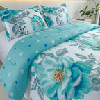 Reversible Floral Comforter Set 2/3 Piece – Dual-Sided Pattern & Color, Lightweight All-Season Quilt with Pillowcases, Soft Bedding Set Twin Queen King