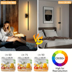 Wireless LED Wall Lights with Remote Control, 2 Pack Dimmable 3000K–6000K Battery Powered, No Wiring Needed, Contemporary Picture Lighting for Bedroom Hallway Living Room – Black & Gold Options