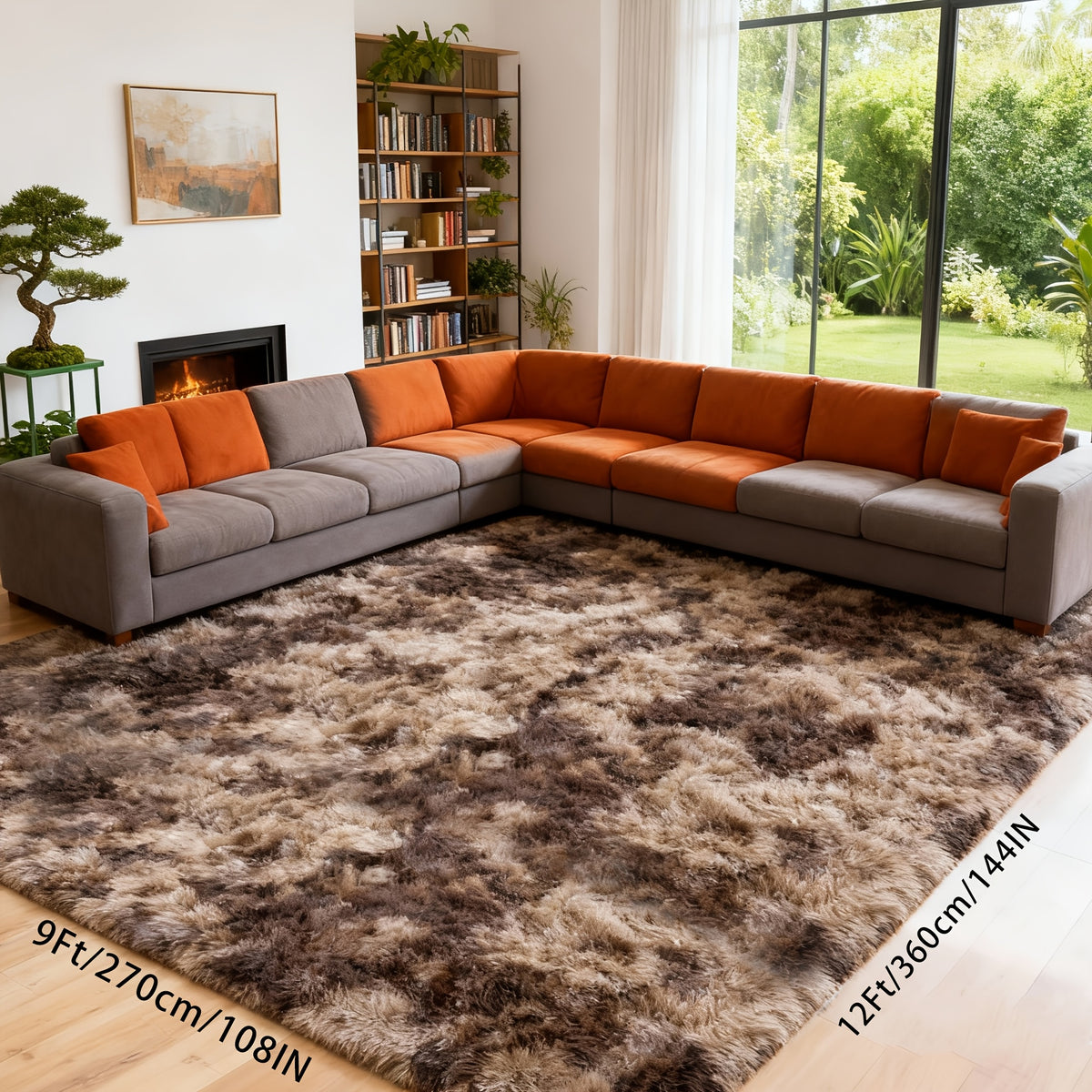 Shaggy Area Rug Extra Large Ultra Soft Fluffy Plush for Living Room & Bedroom – Non-Slip Machine Washable Carpet 9x12 & 10x14ft, Tie-Dye & Solid Colors