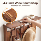 Wall Mounted Coat Rack Foldable Hooks Solid Rubberwood 6 or 8 Hooks 22 lbs Capacity Floating Shelf Dual Installation Drilling or Adhesive for Entryway Bedroom Bathroom Living Room