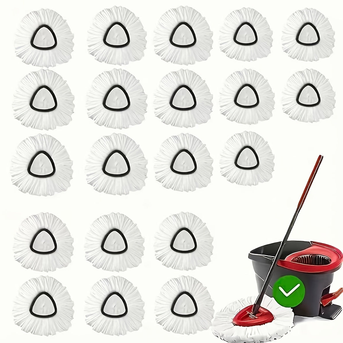Microfiber Rotary Mop Replacement Heads 360-Degree Triangular Pads for Spin Mop Systems – Available in 2, 5, 10 & 20 Pack, Reusable Floor Cleaning Refills