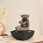 Resin Waterfall Tabletop Fountain USB Powered – Indoor Decorative Flowing Water Feature for Home & Office Relaxation, Meditation Zen Decor, Suitable for Living Room, Bedroom & Desktop