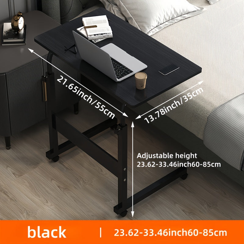 Rolling Laptop Desk Movable Adjustable Height 360 Degree Rotating Wheels Bedside Computer Desk for Bedroom Living Room Dormitory Multifunctional Student Writing Desk Multiple Colors