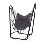 U-Shaped Hammock Chair Stand Double Tube Steel 350 lbs Capacity Rust-Resistant Powder Coat Indoor Outdoor Hanging Lounge Chair with Side Pocket Free Grey Swing
