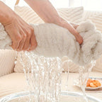 Plush Thickened Non-Slip Sofa Cover & Throw Blanket, Pet-Friendly Sofa Cushion Protector for Living Room, Bedroom & Office, 4 Sizes from 71x71 to 71x134 Inch, White Khaki Grey
