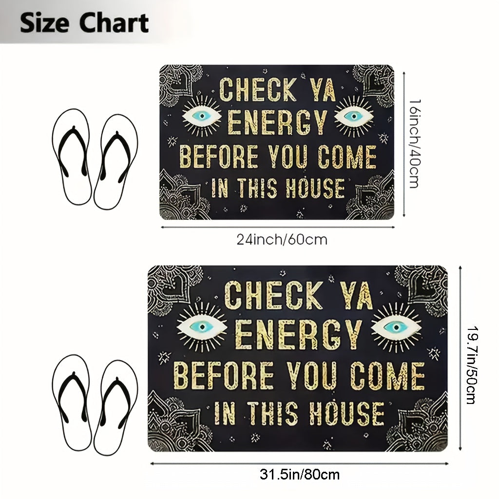 Check Ya Energy Doormat Quick Dry Anti-Slip Funny Welcome Mat for Entryway Indoor Bedroom Rug 2 Sizes