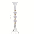 Crystal Acrylic Floor Vase Set of 2, Tall 24.8-Inch Ribbed Texture with Gold Accent – Transparent Flower Rack for Wedding Centerpiece, Bridal Shower, Bohemian & Home Table Decor