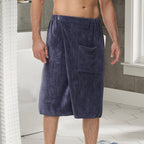 Men's Wearable Bath Towel Wrap & Bathrobe – Soft Absorbent 320 GSM Suede Body Towel for Shower, Spa & Gym | Solid Color Bathing Robe