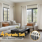 100% Blackout Curtains Back Tab & Rod Pocket for Bedroom Living Room - Thermal Insulated Darkening Drapes 2 & 4 Panel Sets for Windows Office Kitchen, Modern Home Decor