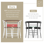 3-Piece Bistro Dining Set Drop Leaf Table and 2 Chairs Space Saving Kitchen Table Set for 2 with Wine Rack Metal Frame for Small Space Apartment Breakfast Nook