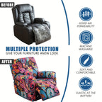 Lounge Chair Cover Set 4-Pack – High Elasticity Elastic Printed Slipcover with Side Pockets, Pet Friendly, for Bedroom Office Living Room, Holiday Home Decor