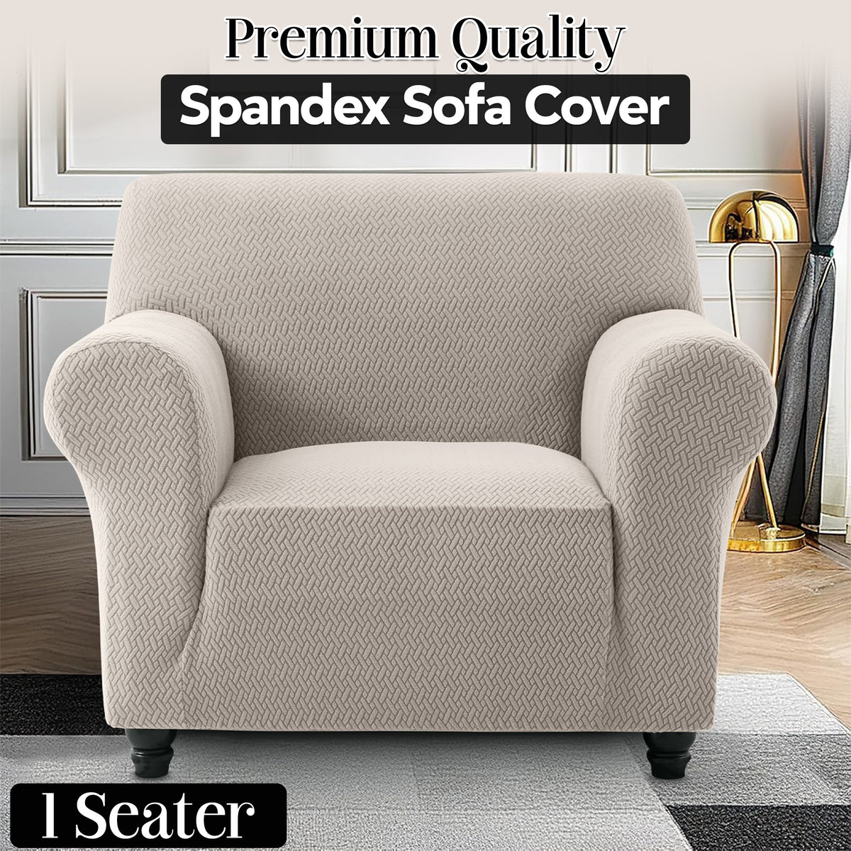 Plush Thick Spandex Sofa Cover Elastic Bottom – Soft Stretchable Couch Slipcover, Non-Slip, Machine Washable, 6 Colors, 2/3 Seater, Living Room Apartment Office Home Decor