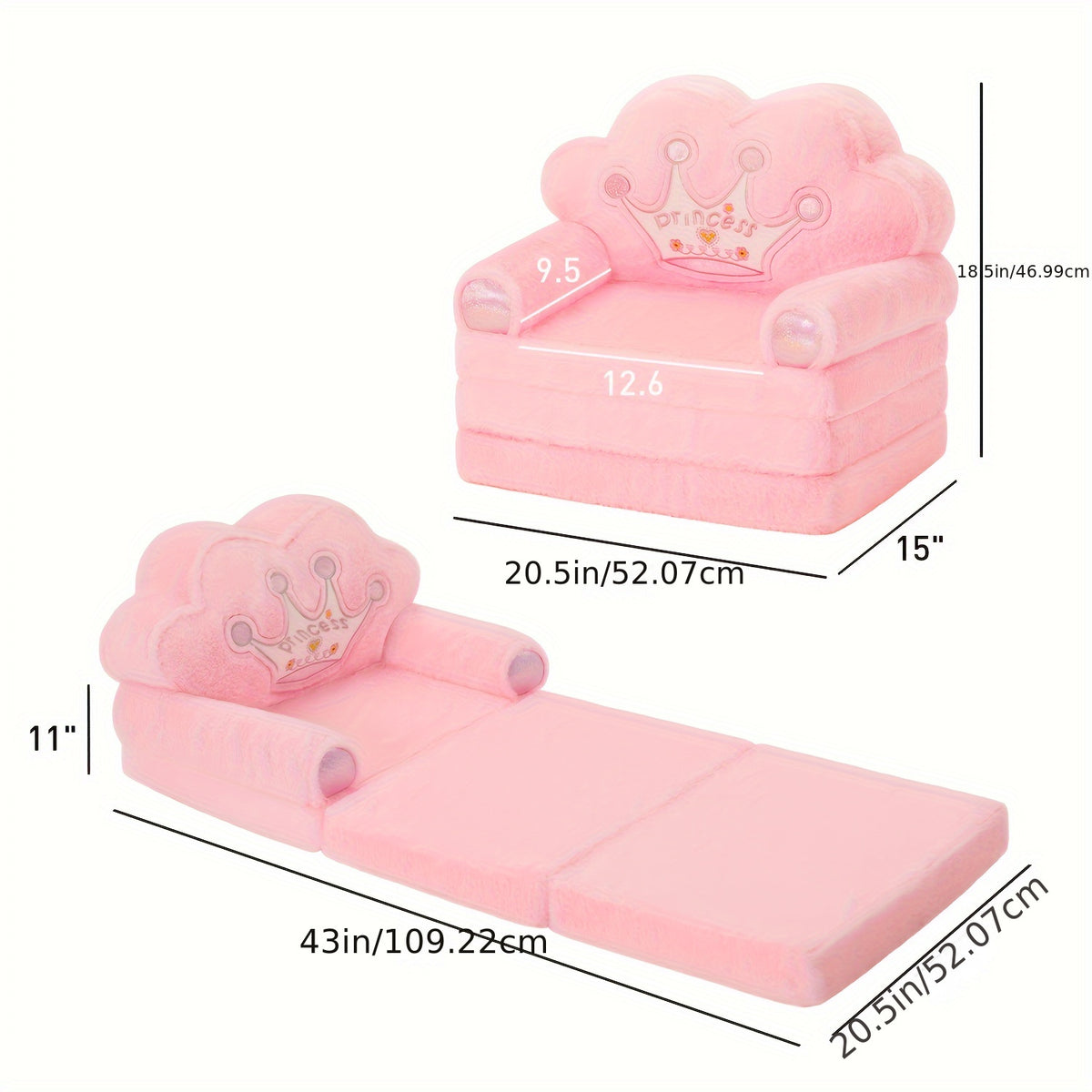 2-in-1 Kids Sofa Pillow Foldable with Soft Plush Memory Foam – Children's Washable Lounger Chair, Cozy Bedroom & Playroom Seat, Cute Birthday & Holiday Gift for Boys and Girls