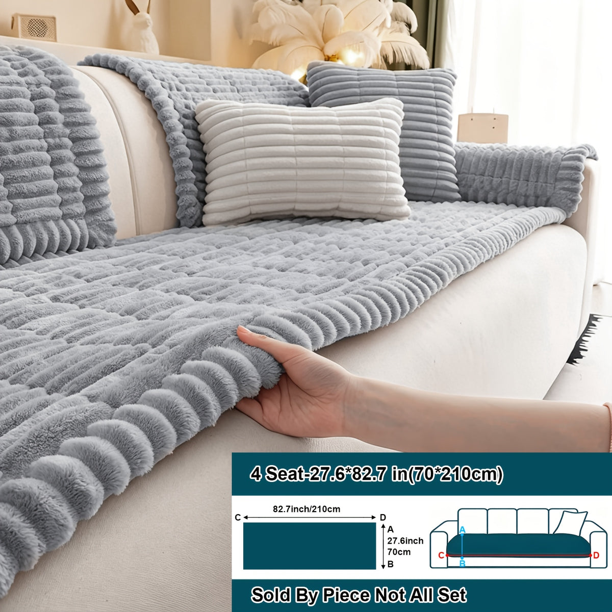 Soft Quilted Thick Sofa Cover Bohemian Style – Removable Machine Washable Pet-Friendly Sofa Protector for 1/2/3/4 Seater Split Sofa, All-Season Couch Cover for Living Room, Bedroom & Office