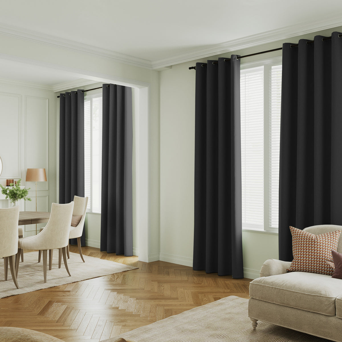 100% Blackout Window Curtains - 4 Panels, Full Light Blocking, Thermal Insulated Drapes with Black Liner | Soft Brushed Fabric