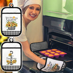 8-Piece Pot Holders Set with Pocket – Buffalo Plaid Oven Mitts, Sunflower Hot Pads & Cookie Bag, Farmhouse Kitchen Gift for Christmas, Baking & Cooking
