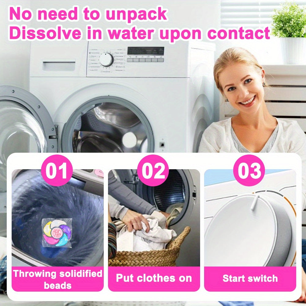 6-in-1 Laundry Detergent Beads with Long-Lasting Fragrance – Laundry Pods for Cleaning & Refreshing, 50 / 100 / 200 Count Value Packs
