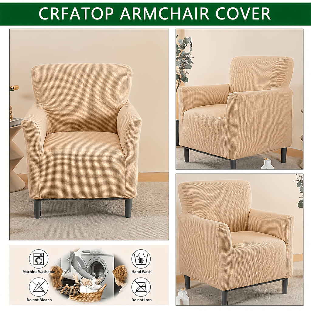 Elastic Stretch Armchair Sofa Cover, Corn Velvet Knit Non-Slip Solid Color Sofa Slipcover Protective Cover for Small Single Armrest Chair Living Room Pet-Friendly