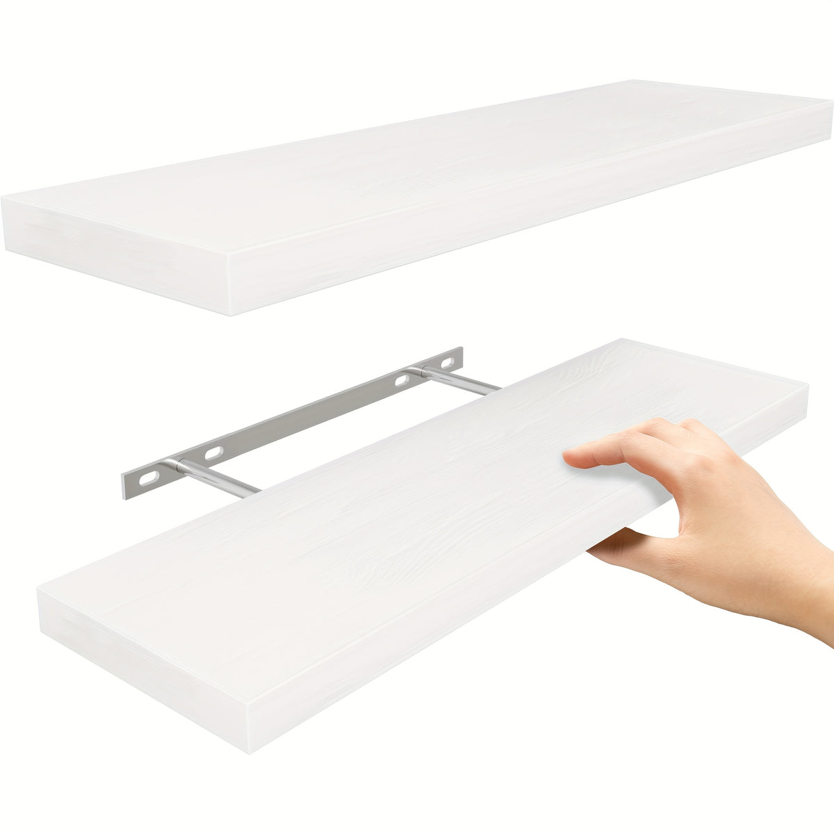 Wall Mounted Rustic Floating Shelves 22.5 Inch Set of 2 – Wood Hanging Shelf with 22 lbs Capacity for Bathroom, Bedroom, Living Room, Kitchen & Office Books Storage and Room Decor