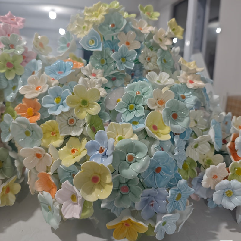 Handcrafted Ceramic Flowers 10pcs Realistic Decorative Floral Accents Random Colors for Home Wedding Party Valentine's Day Mother's Day Christmas Gift