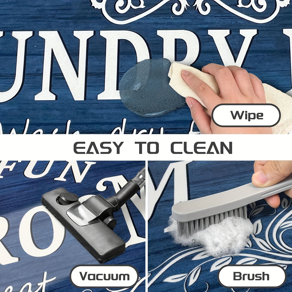 Non-Slip Laundry Room Rug Machine Washable - Rubber Backing Anti-Skid Standing Mat with Text Design for Laundry, Kitchen, Bathroom, Porch & Balcony – Comfort Floor Mat Home Decor