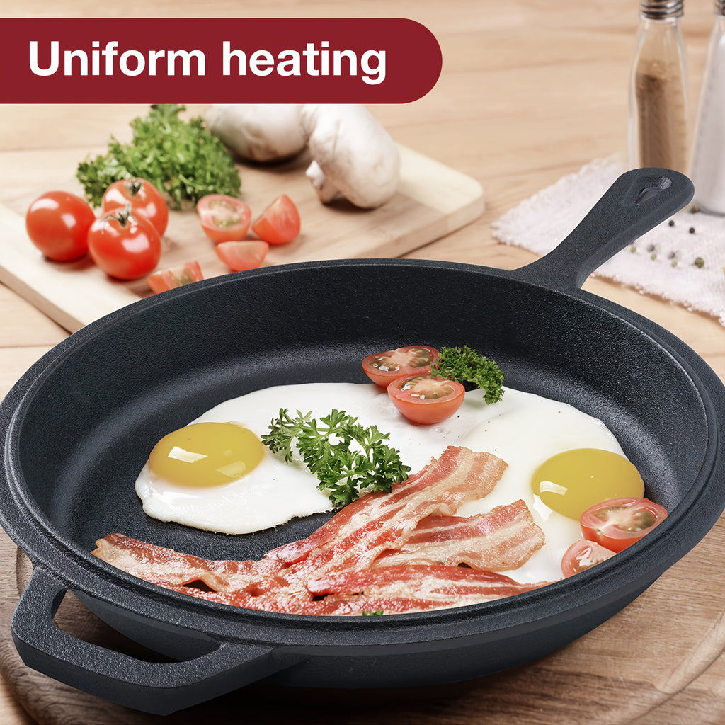 Pre-Seasoned Cast Iron Dutch Oven & Frying Pan Set – 2-in-1 Deep Pan + Skillet for Baking, BBQ, Stovetop & Induction | Indoor & Outdoor Cookware