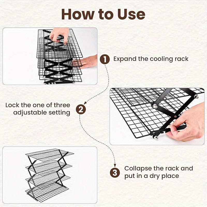 Wire Cooling Rack Set Collapsible Stainless Steel with Muffin Cup Slots - Baking Rack for Cakes, Cupcakes, BBQ & Drying, Stackable Oven Safe Cooling Grid