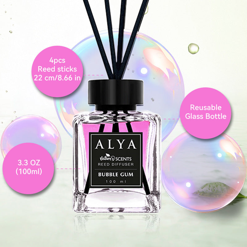 Reed Diffuser Set 3.3oz – Long-Lasting Essential Oil Home Fragrance with 4 Incense Sticks, Glass Bottle Scent Diffuser for Bathroom, Bedroom & Living Room Decor