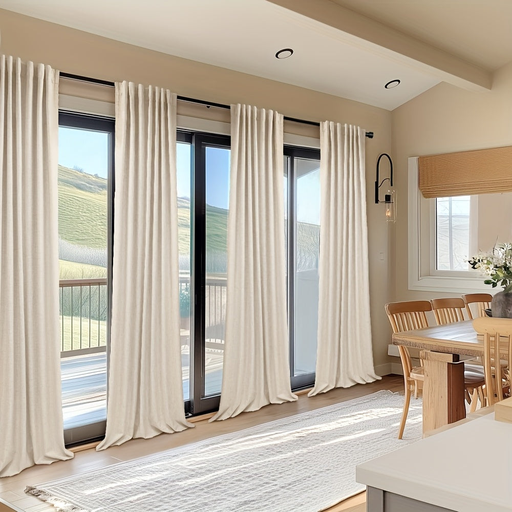100% Blackout Curtains Back Tab & Rod Pocket for Bedroom Living Room - Thermal Insulated Darkening Drapes 2 & 4 Panel Sets for Windows Office Kitchen, Modern Home Decor