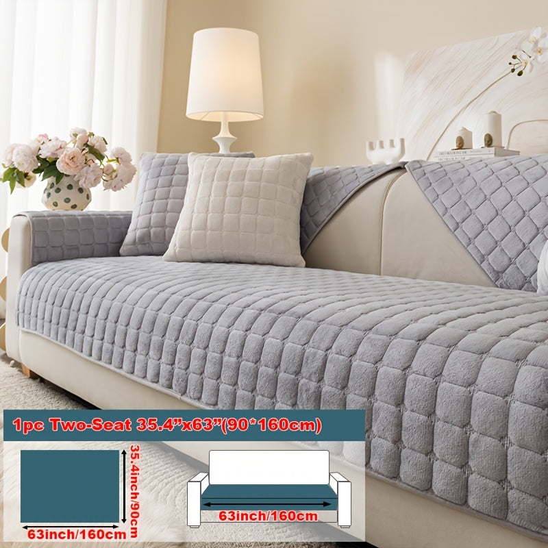 Short Plush Sofa Cover Soft Thick Pet Friendly All Season Sofa Protector Machine Washable for 1 2 3 4 Seater Living Room Bedroom Office Winter