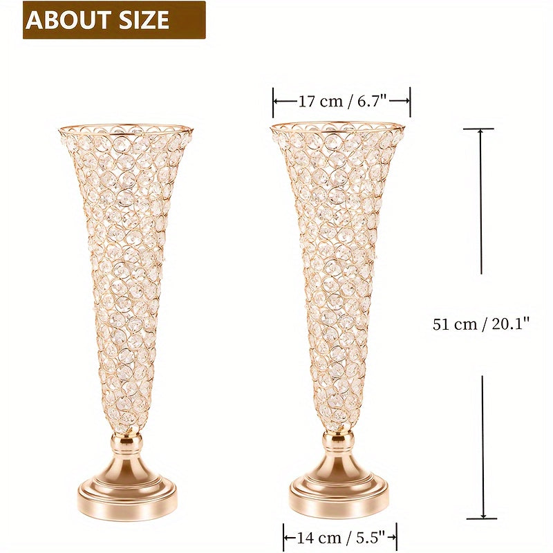 Crystal Glass Tall Vases 20 Inch Set of 2 – Elegant Centerpiece Vases for Wedding Celebrations, Dining Tables, Birthdays & Home Decoration