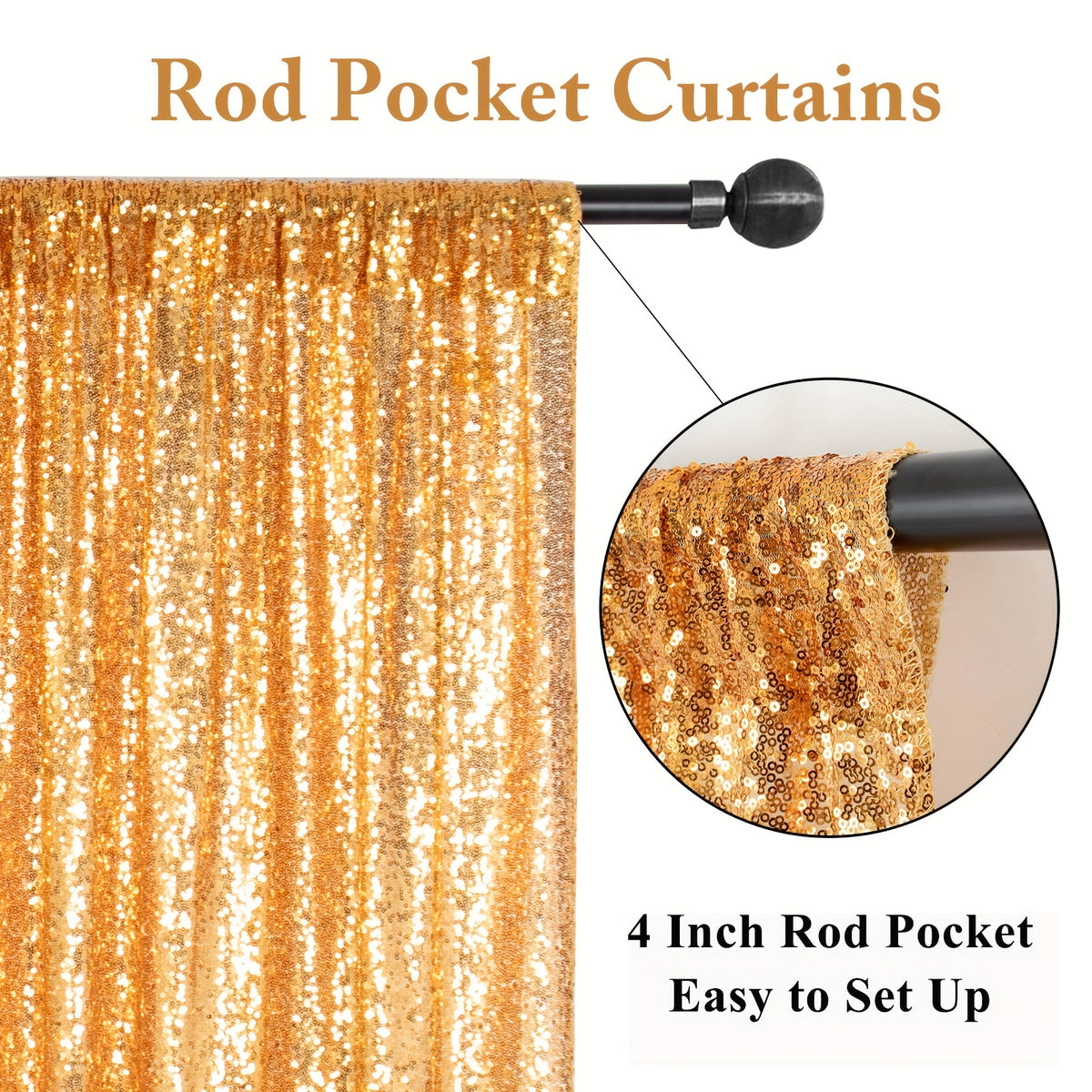Sequin Backdrop Curtains – Glitter Party & Wedding Background Panels, 2ft×8ft per Panel, 4/6/8 Panel Sets, 29 Colors for Birthday, Stage, Bridal & Event Decor