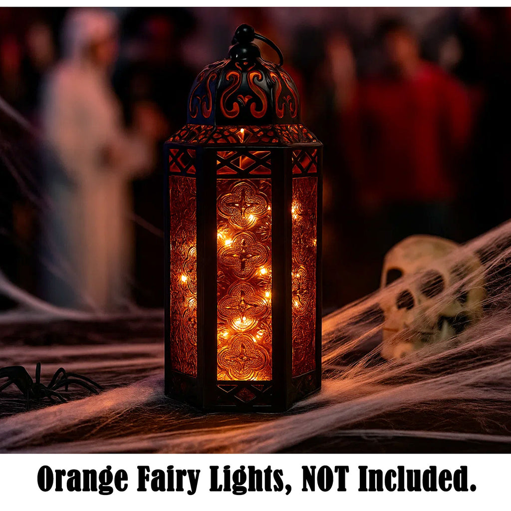 Moroccan Candle Lantern Holder Medium 10.5 Inch – Handcrafted Glass Iron Metal Lantern with Embossed Floral Panels, 17 Colors, Indoor Outdoor Use for Ramadan, Wedding, Patio, Diwali & Home Decor
