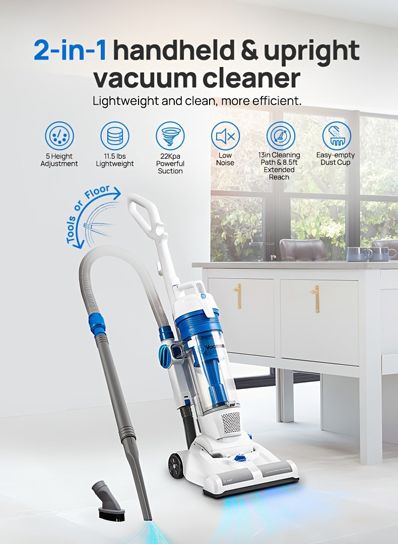 Vacmaster Upright Bagless Vacuum Cleaner 20ft Cord 13in Cleaning Path Powerful Suction for Carpet Hard Floor Pet Hair