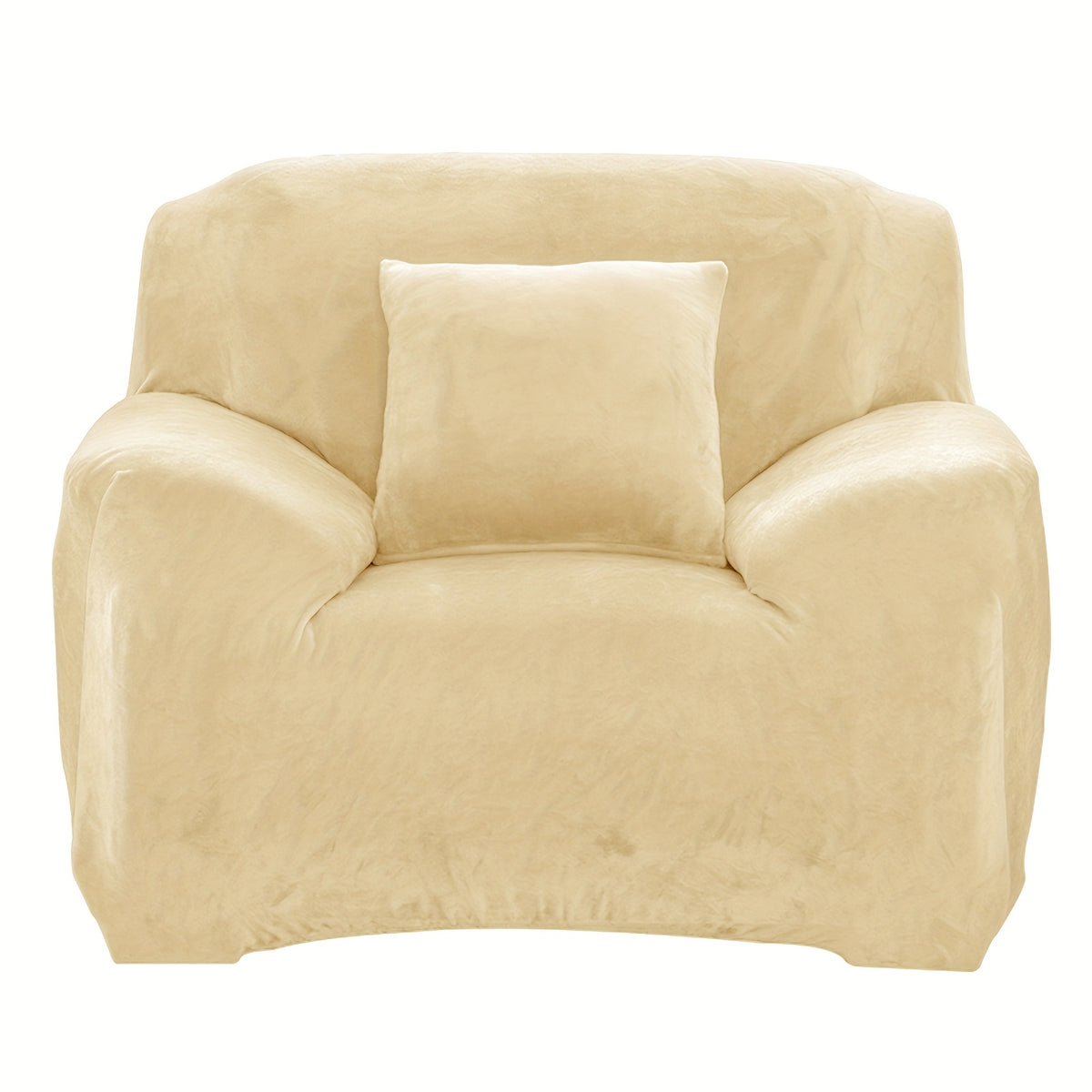 Velvet Stretch Sofa Cover Slipcover – Thick High-Elasticity Plush Couch Cover for L-Shape 1 2 3 4 Seater, Polyester Spandex Furniture Protector with Pillowcase for Living Room