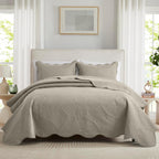 Luxury Quilted Bedspread Set 3 Piece Floral Coverlet with Pillow Shams Breathable Lightweight All Season - Twin Queen King California King 16 Colors