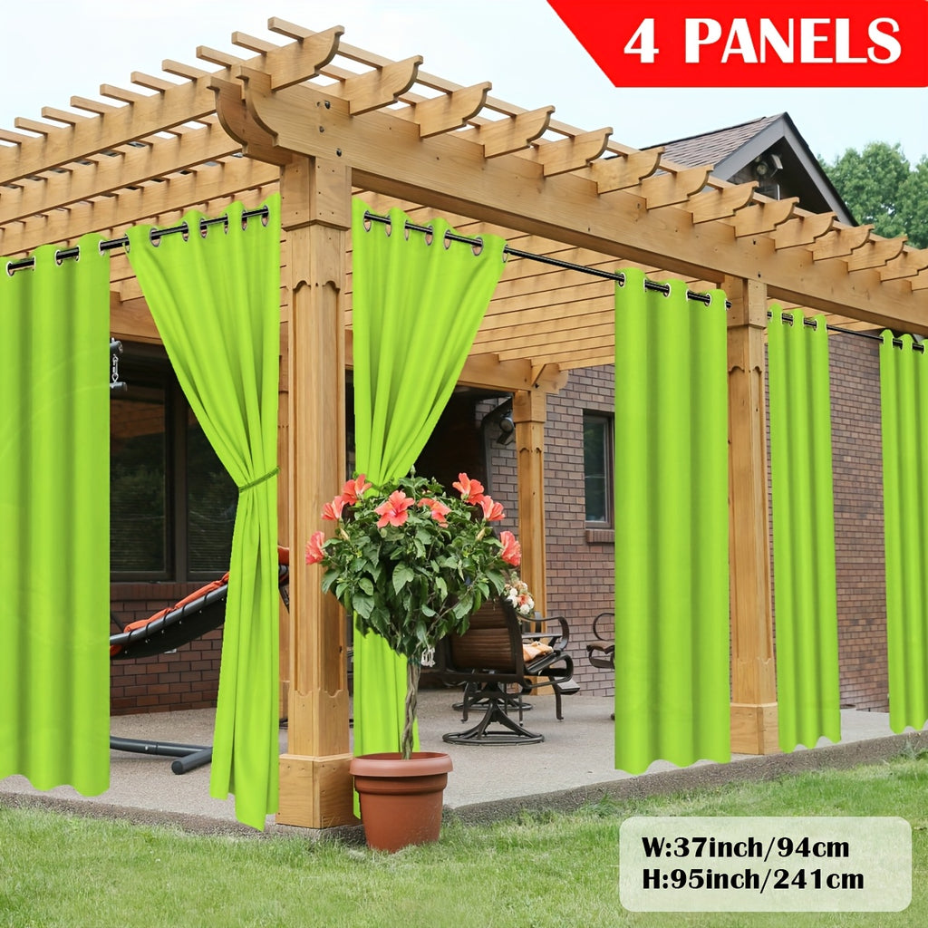 Outdoor Curtain Panels for Patio Gazebo Porch – Weather-Resistant, Light-Filtering Sun Block Privacy Drapes, 4 Panels, Multiple Sizes & Colors