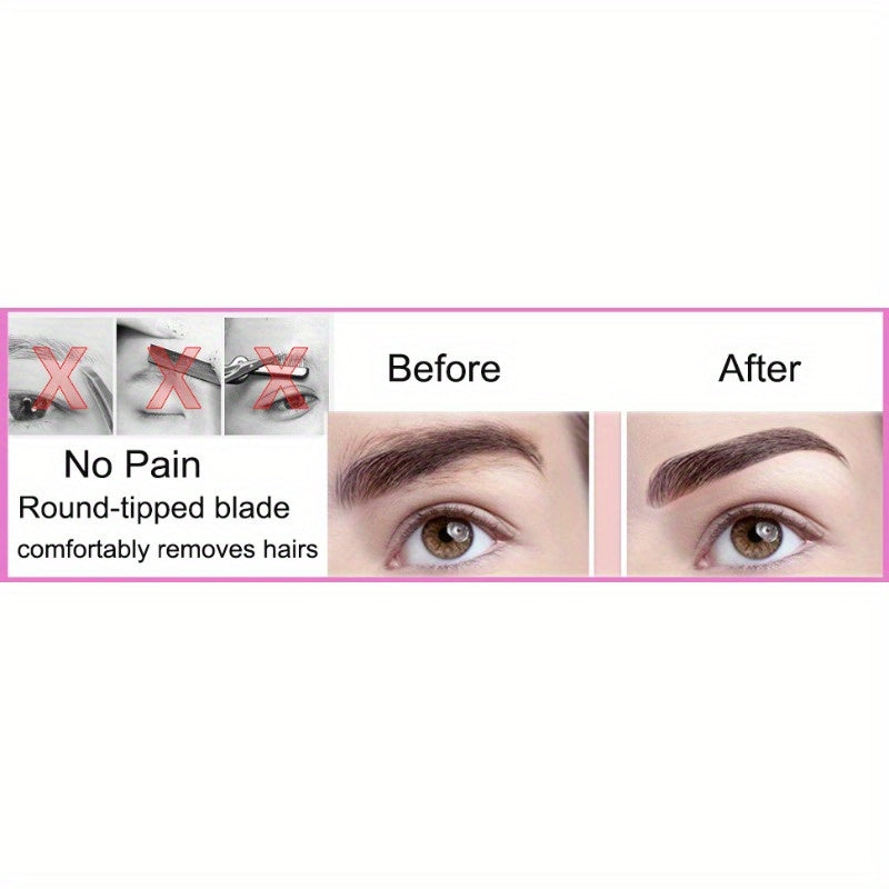 Electric Eyebrow Trimmer 2 Pack USB Rechargeable Painless Precision Hair Remover Women - Face Leg Lip Armpit Portable Razor Pink Rose Gold